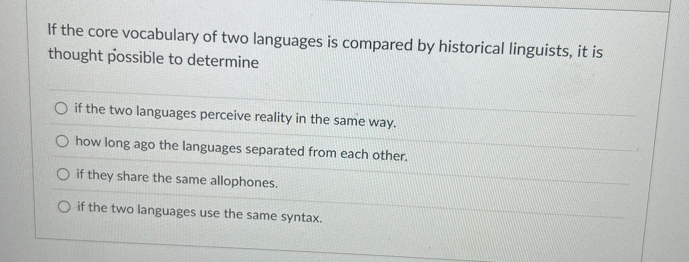 If the core vocabulary of two languages is