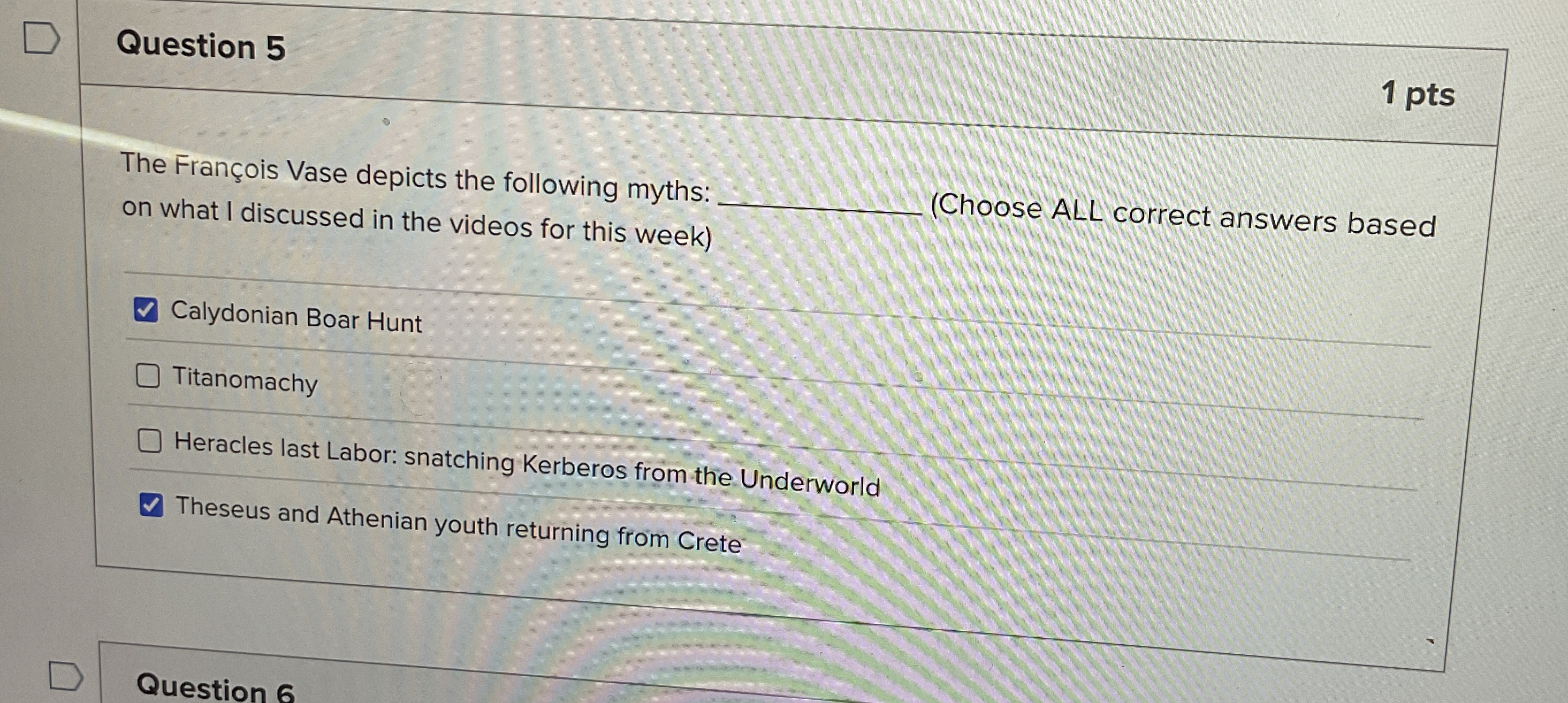 Question 5 The Fran ois Vase depicts the