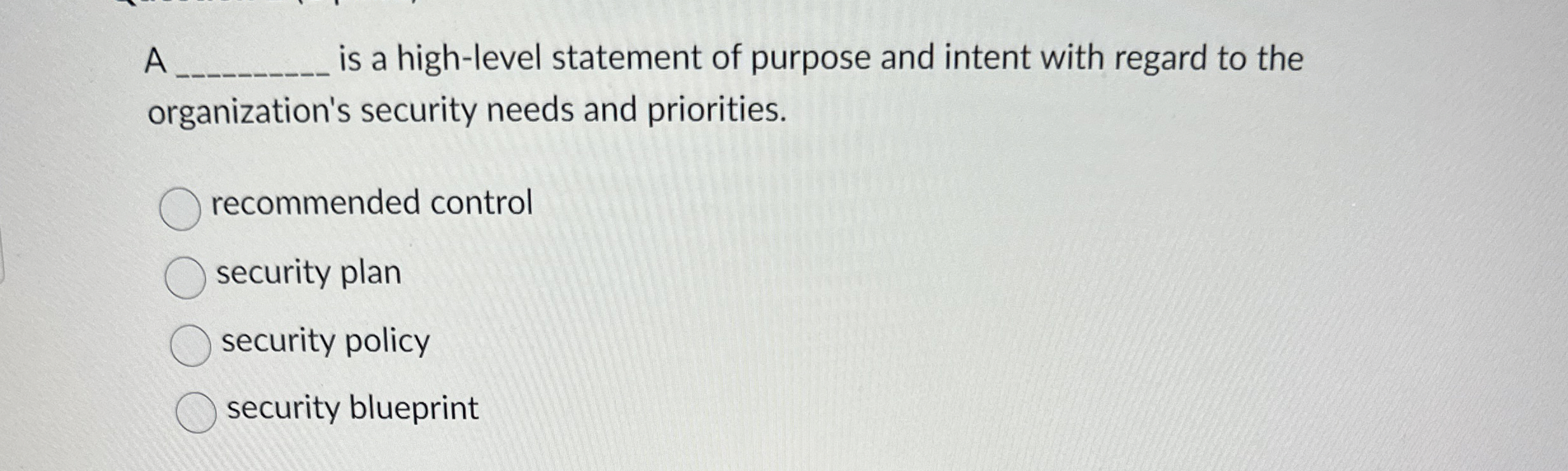 A q , is a high - level statement of purpose and