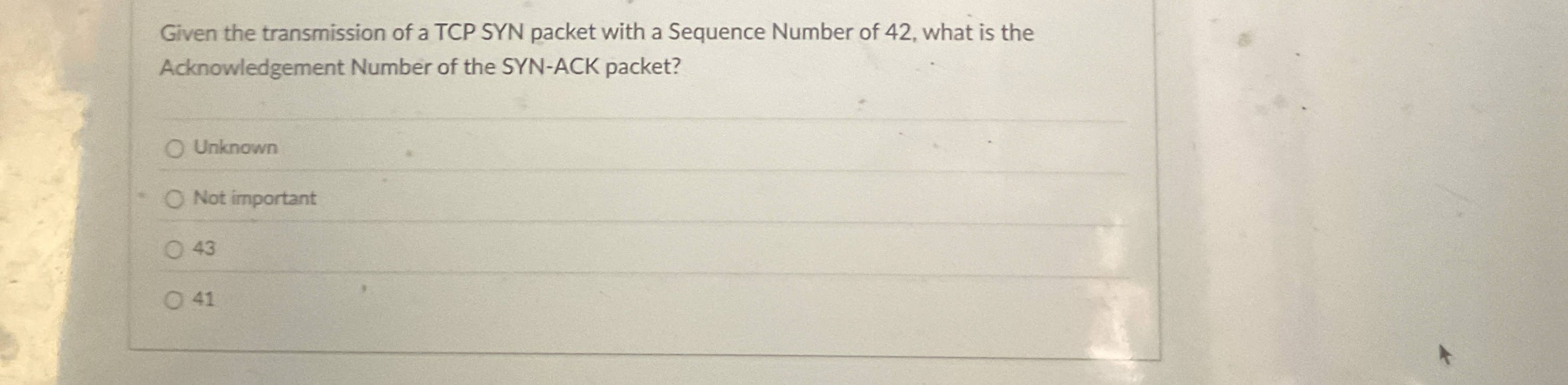 Given the transmission of a TCP SYN packet with a