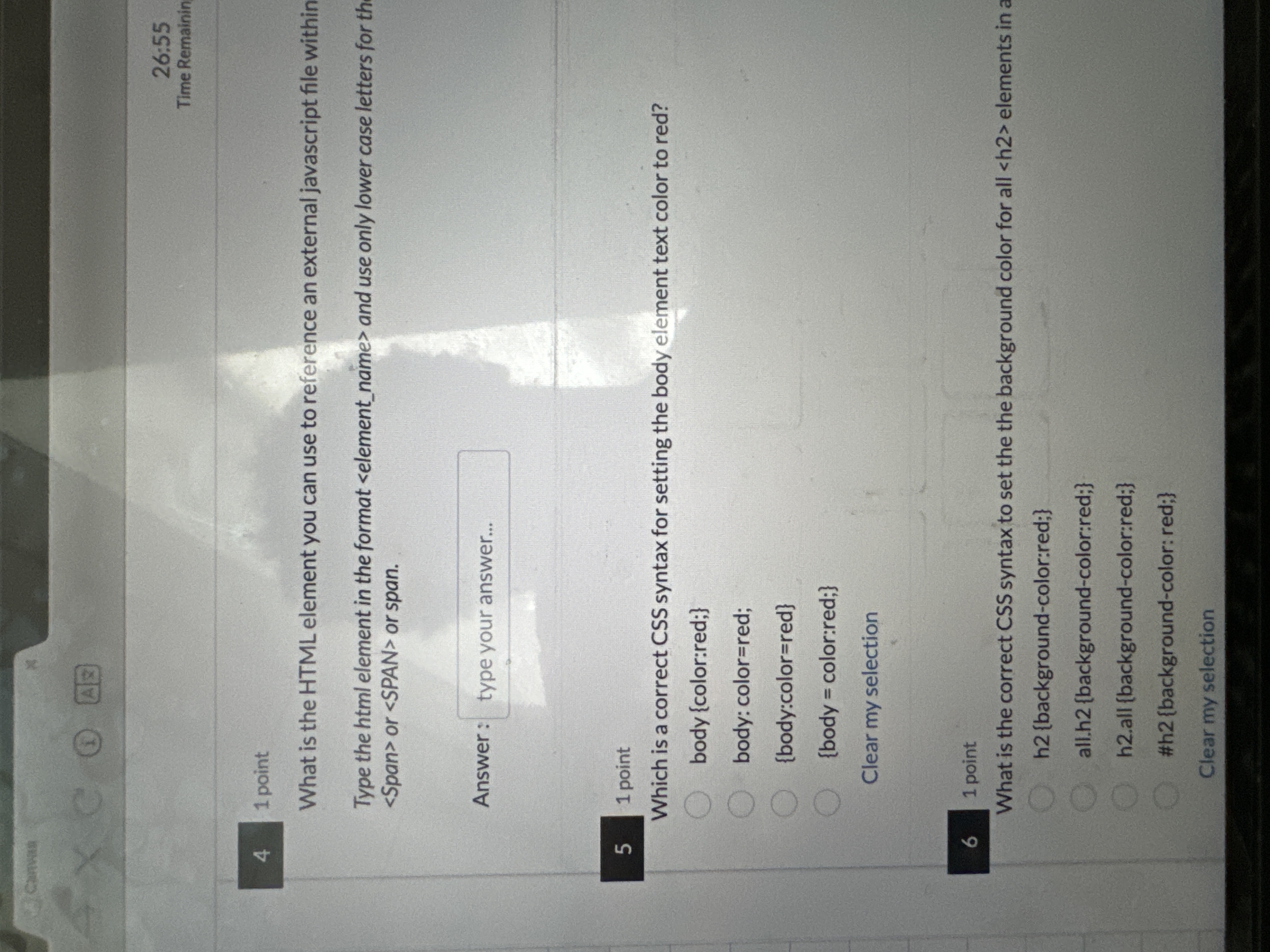 4 1 point What is the HTML element you can use to
