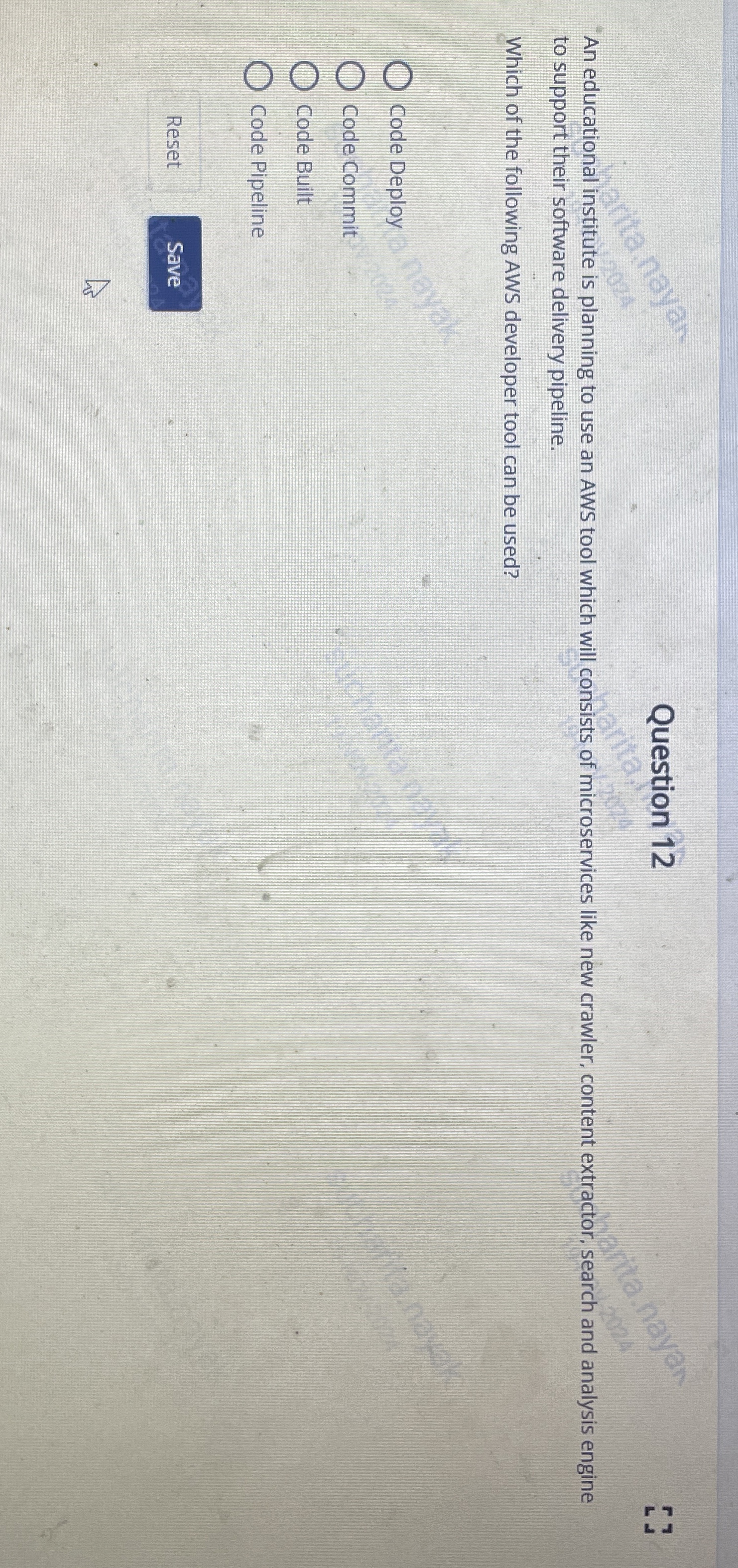 Question 1 2 An educational institute is planning