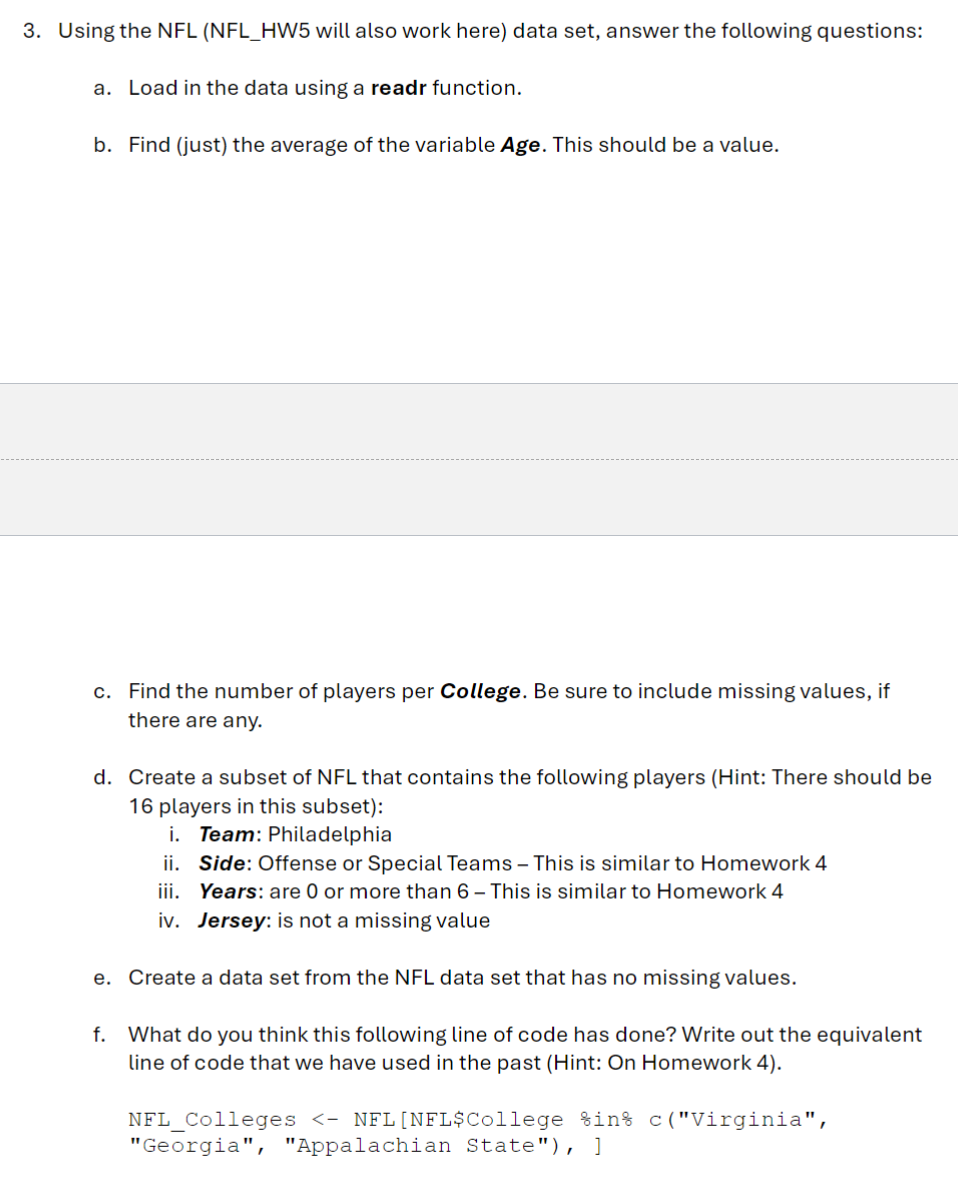 3 . Using the NFL ( NFL _ HW 5 will also work