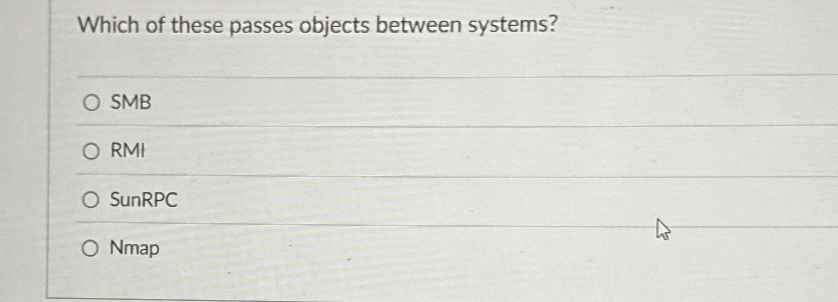 Which of these passes objects between systems?