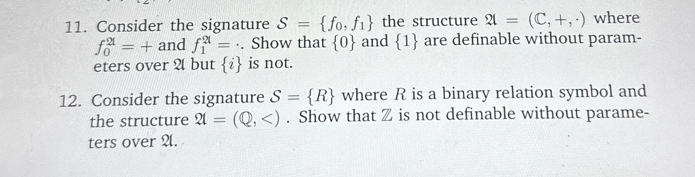 Consider the signature S = { f 0 , f 1 } the