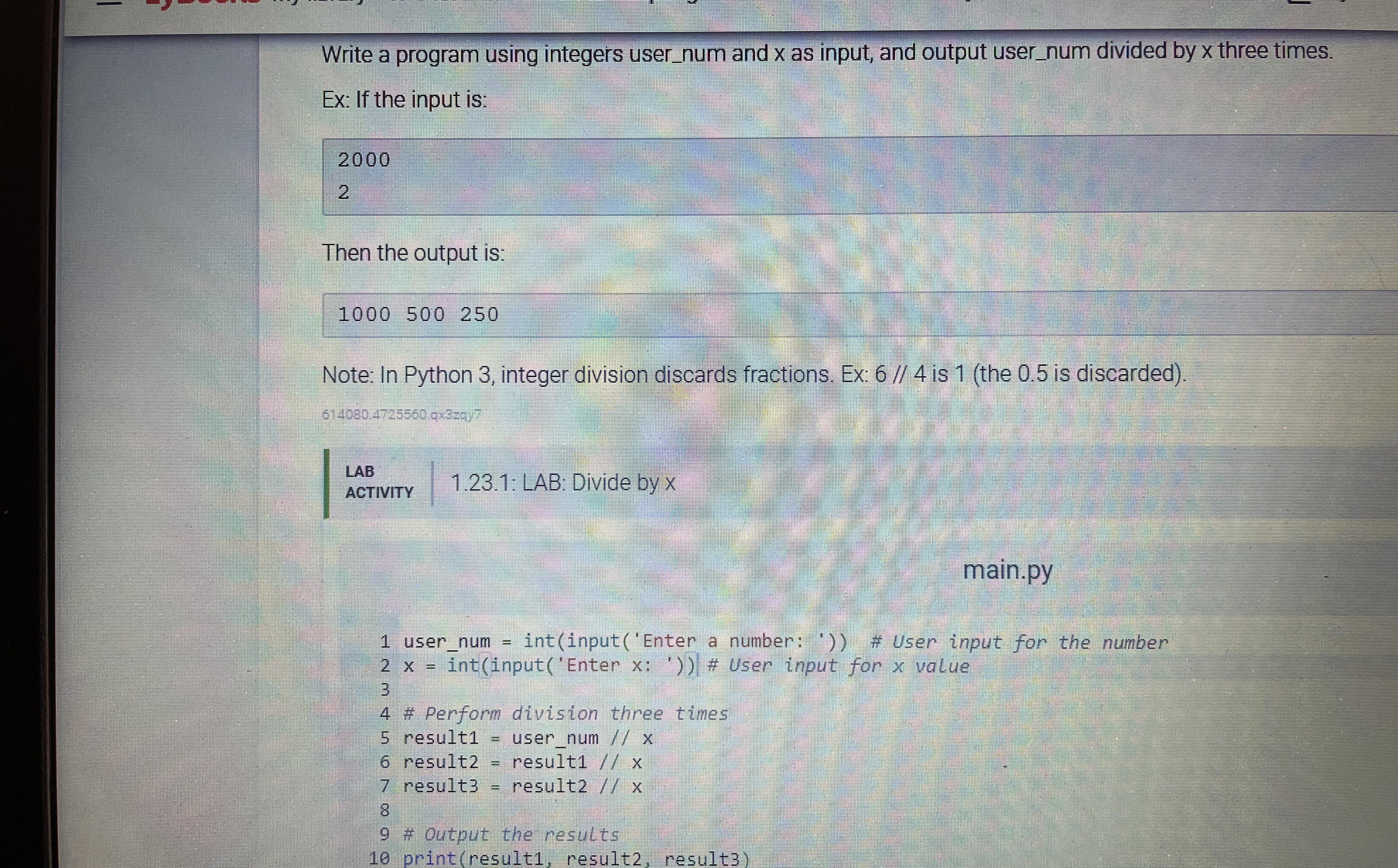 My below example program was incorrect. Help.