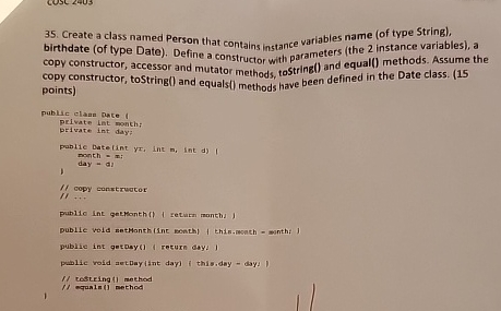 Create a class named Person that contains