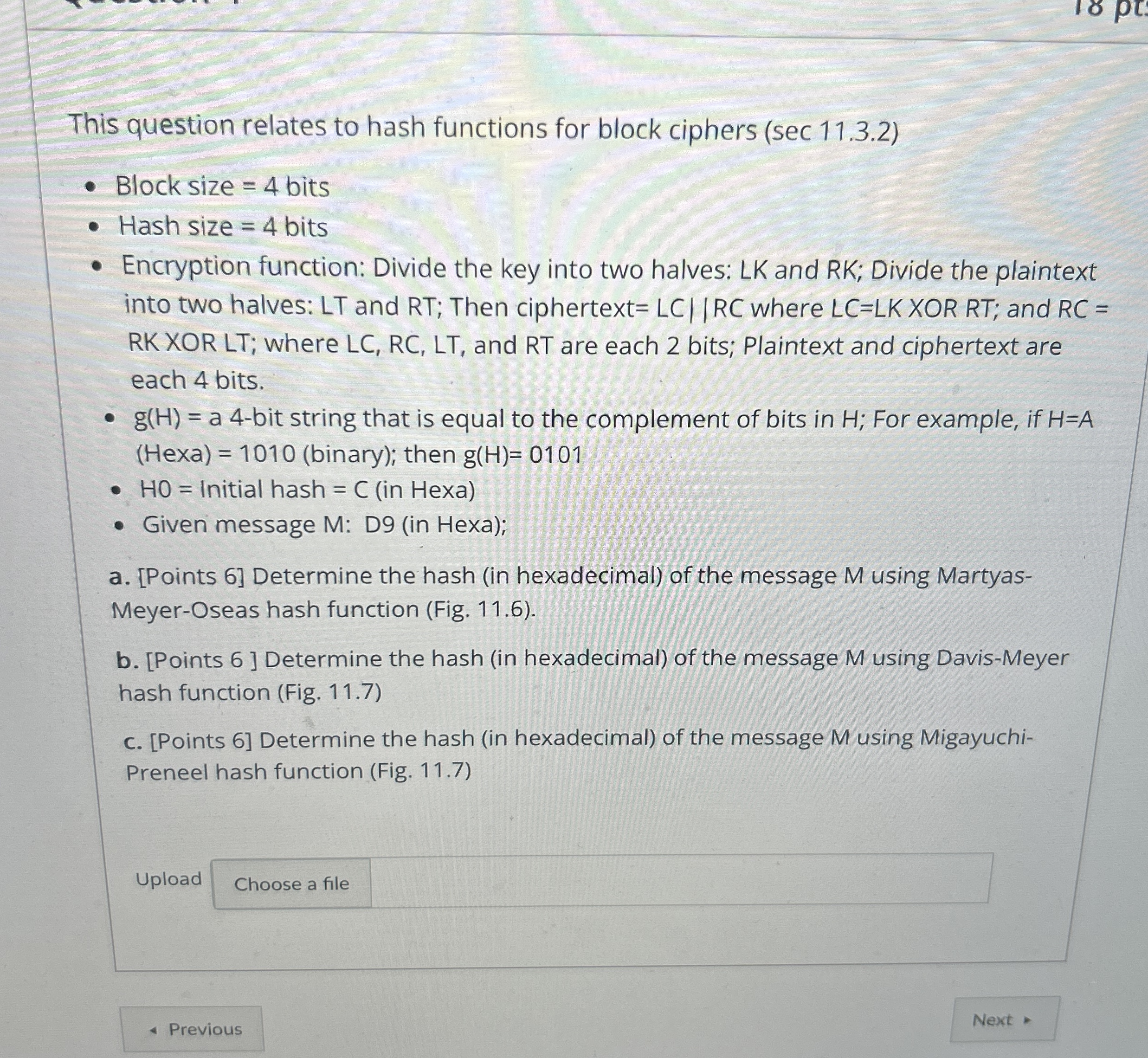 This question relates to hash functions for block