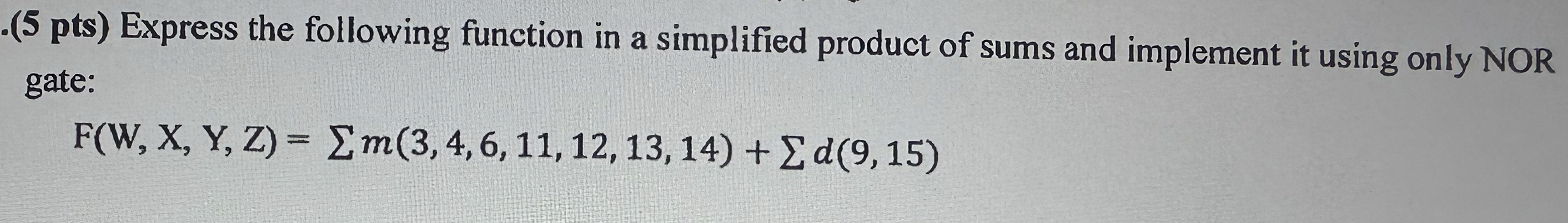 ( 5 pts ) Express the following function in a