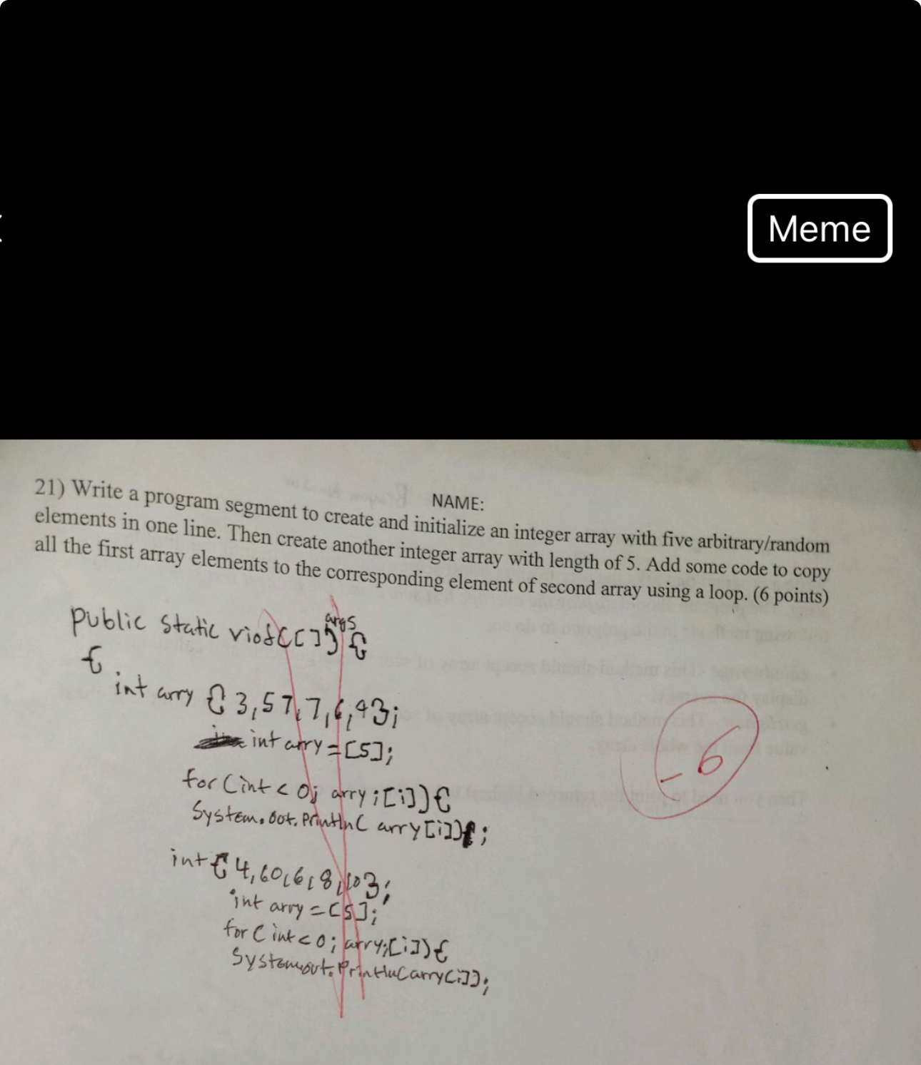 NAME: Write a program segment to create and