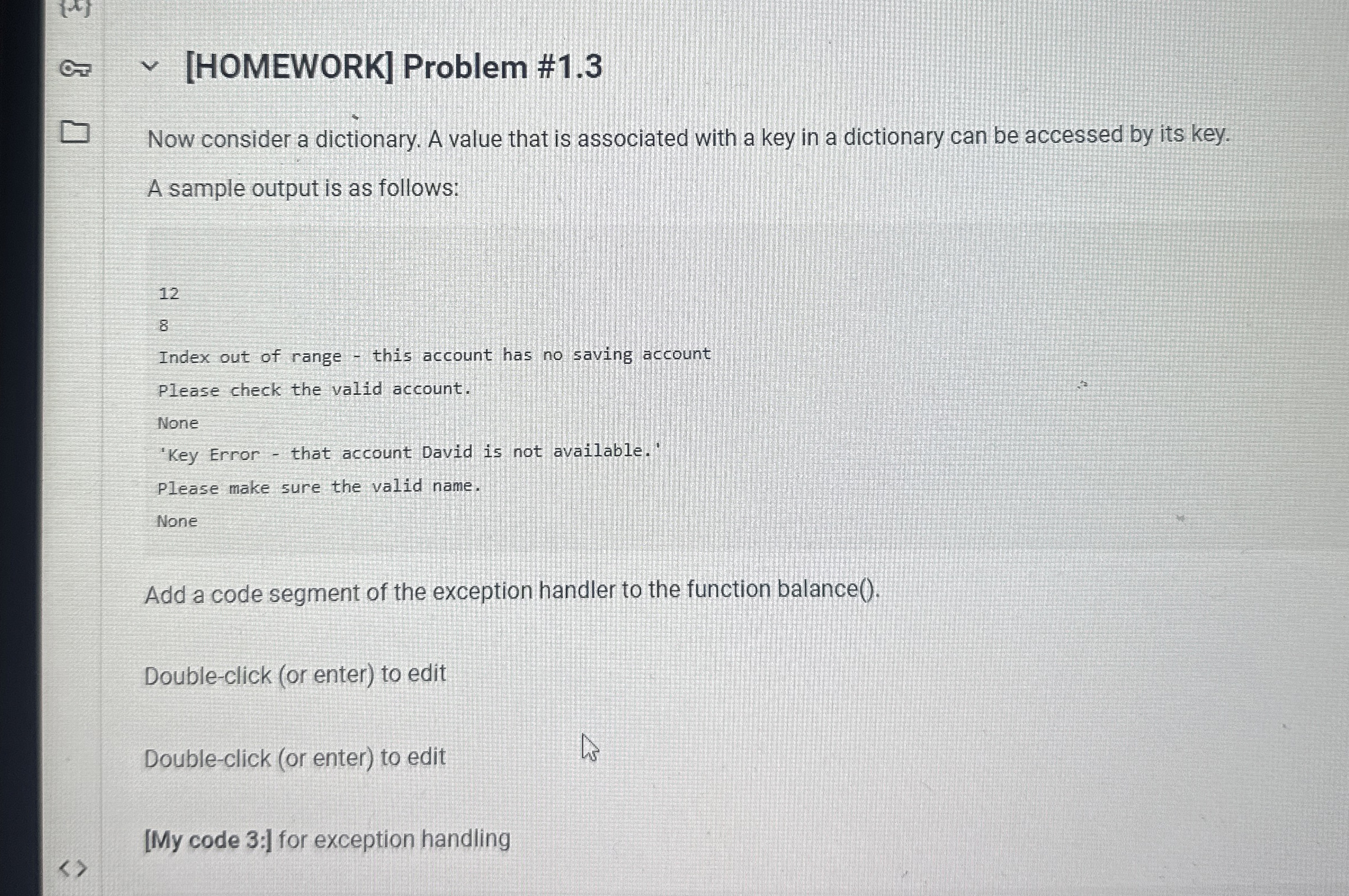 [ HOMEWORK ] Problem # 1 . 3 Now consider a