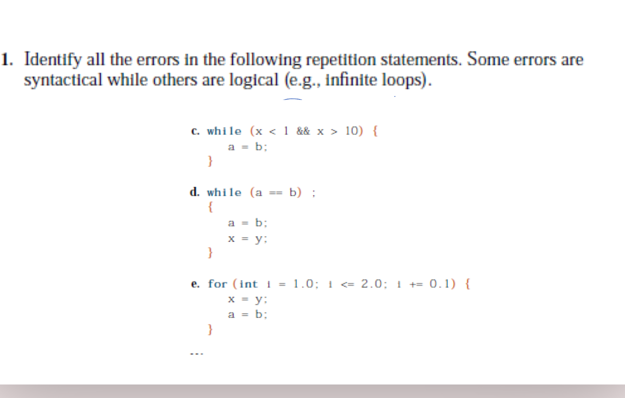 Identify all the errors in the following