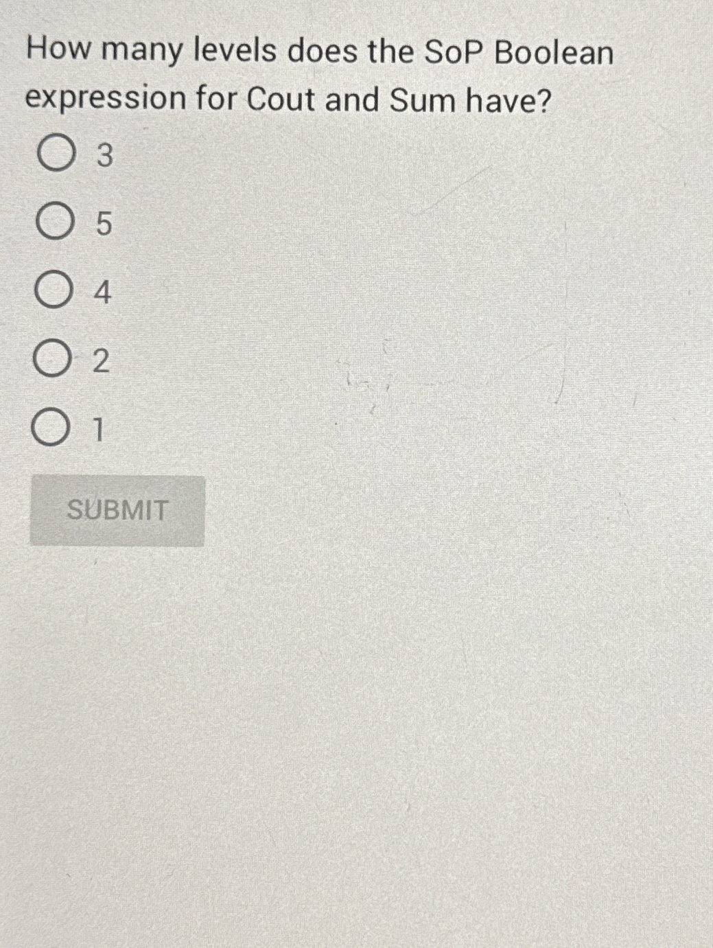 How many levels does the SoP Boolean expression