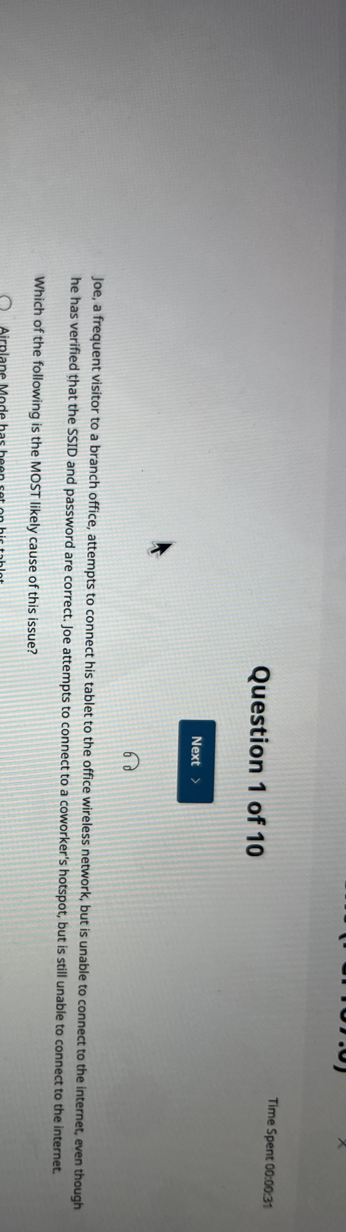 Question 1 of 1 0 Time Spent 0 0 : 0 0 3 1 Joe, a