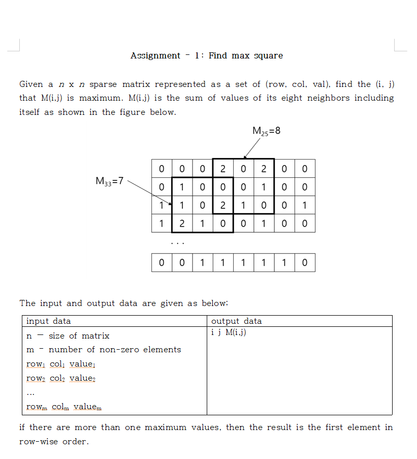 Assignment - 1 : Find max square Given a n n