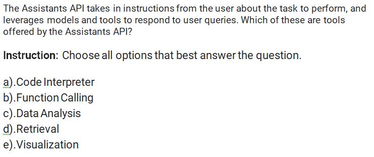 The Assistants API takes in instructions from the