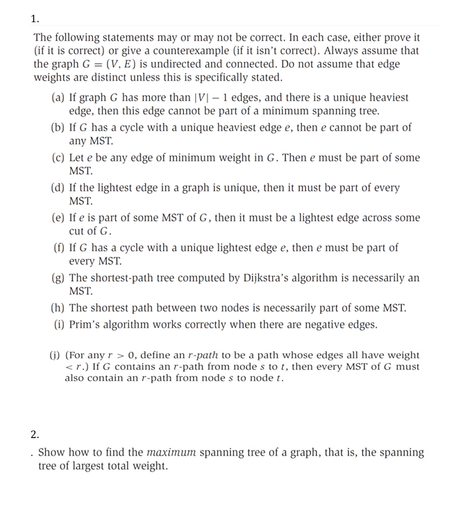 The following statements may or may not be