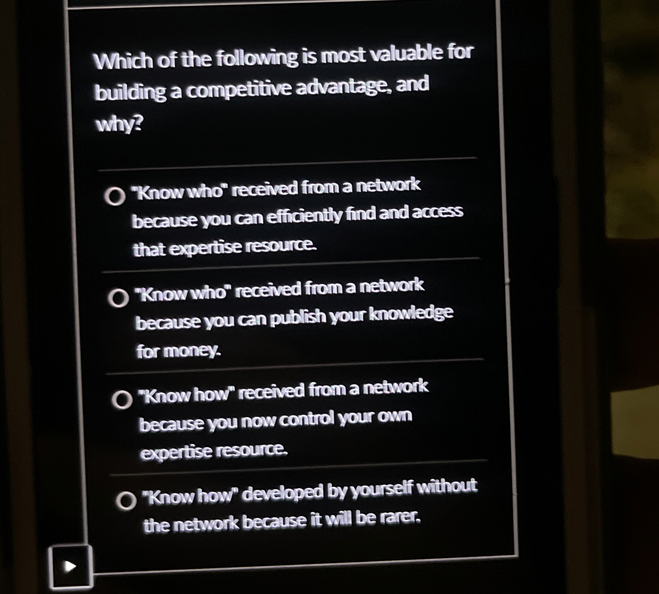 Which of the following is most veluable for