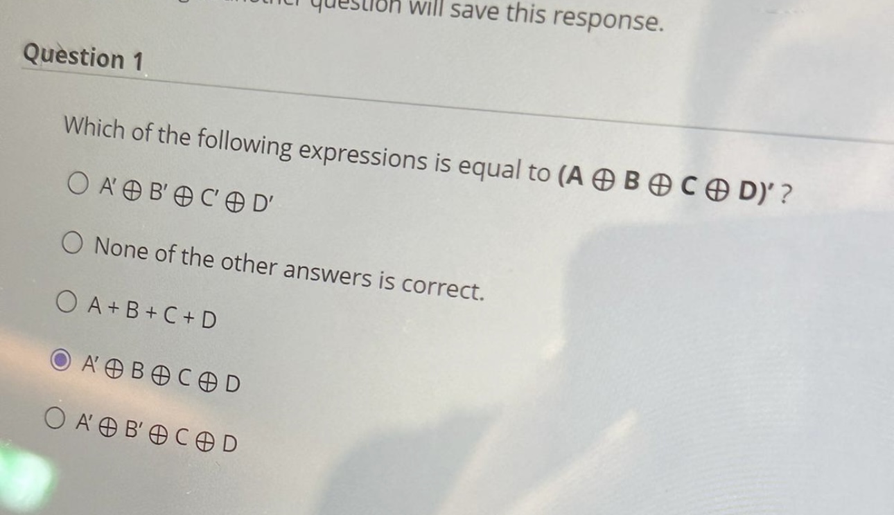 Question 1 Which of the following expressions is