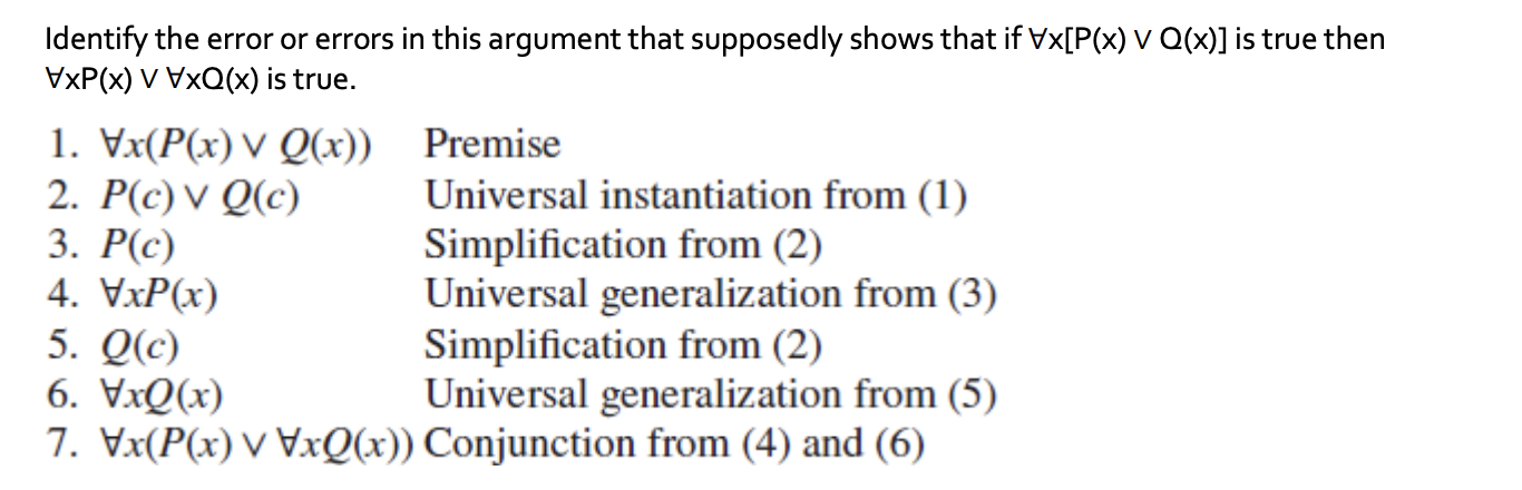 Identify the error or errors in this argument