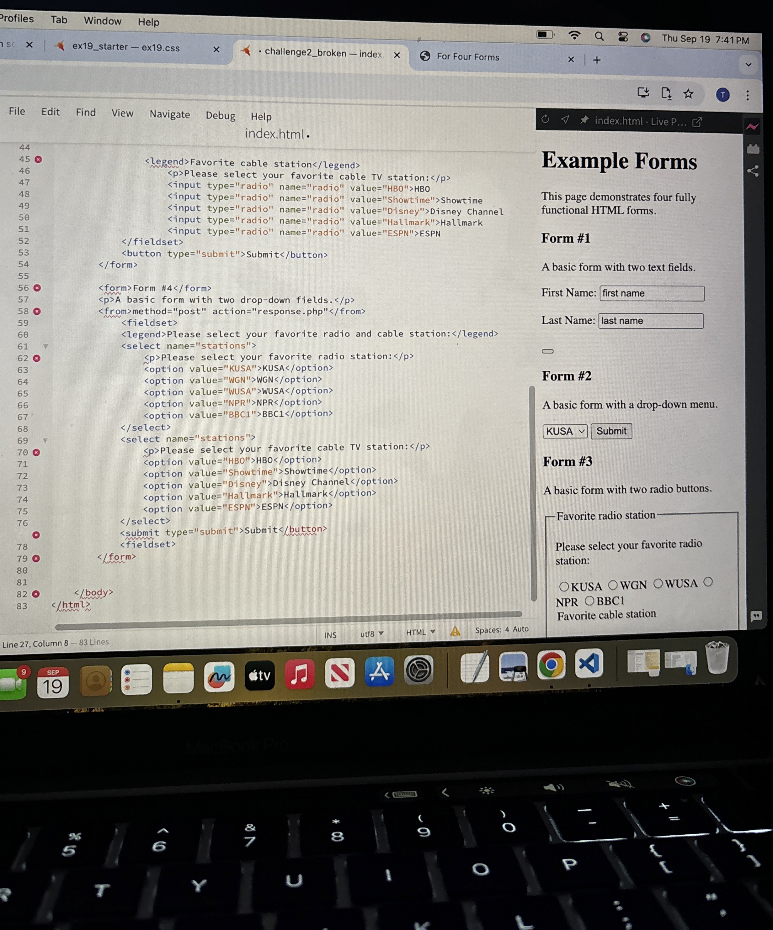 web develop Find whats wrong in the red x ' s