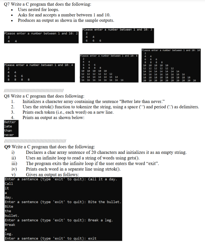 Q 7 Write a C program that does the following:
