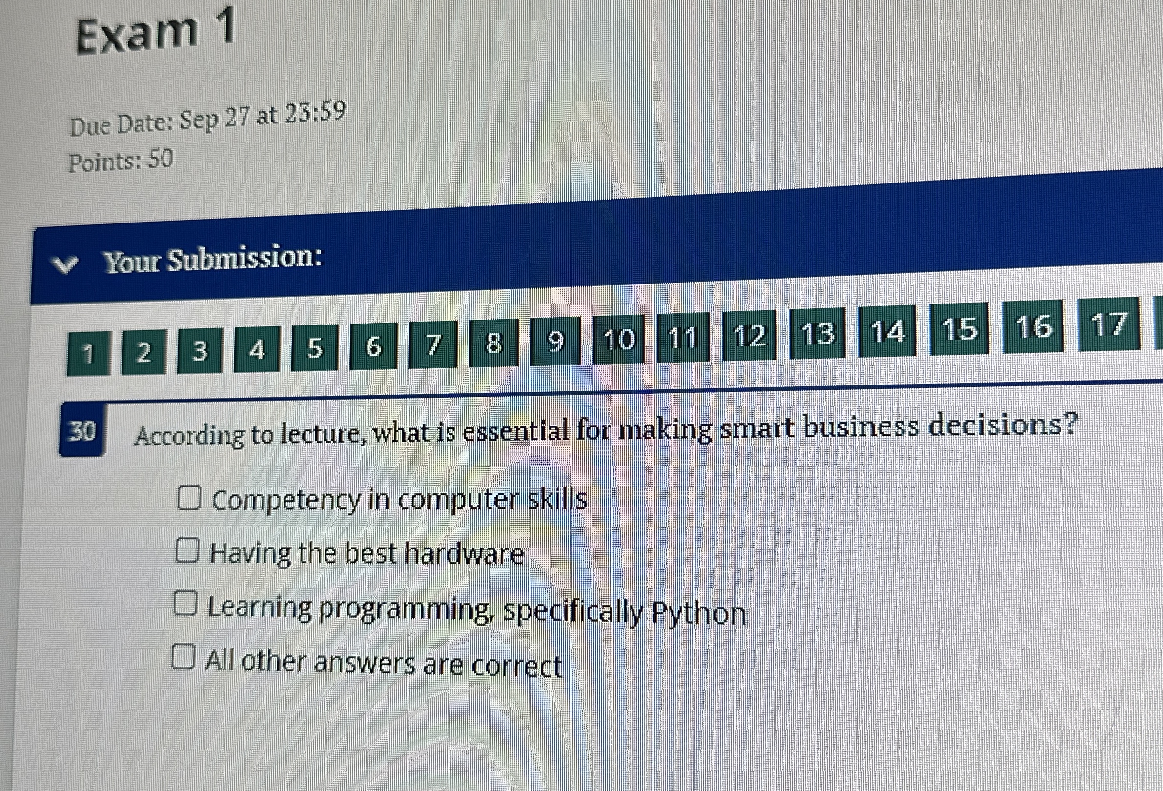 3 0 According to lecture, what is essential for