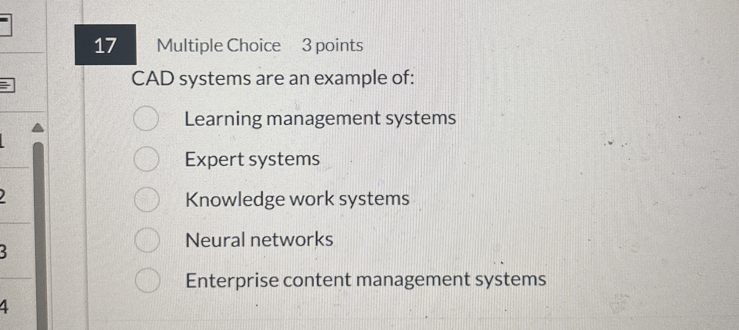 1 7 Multiple Choice 3 points CAD systems are an