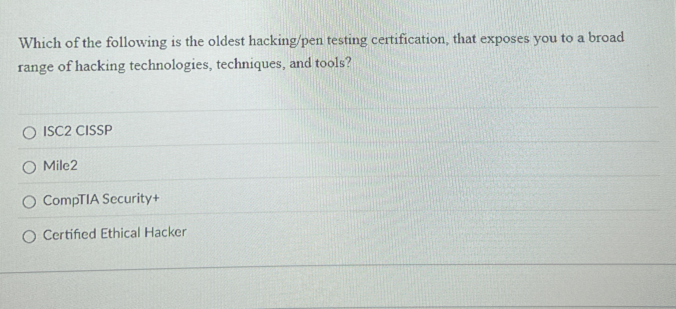 Which of the following is the oldest hacking /