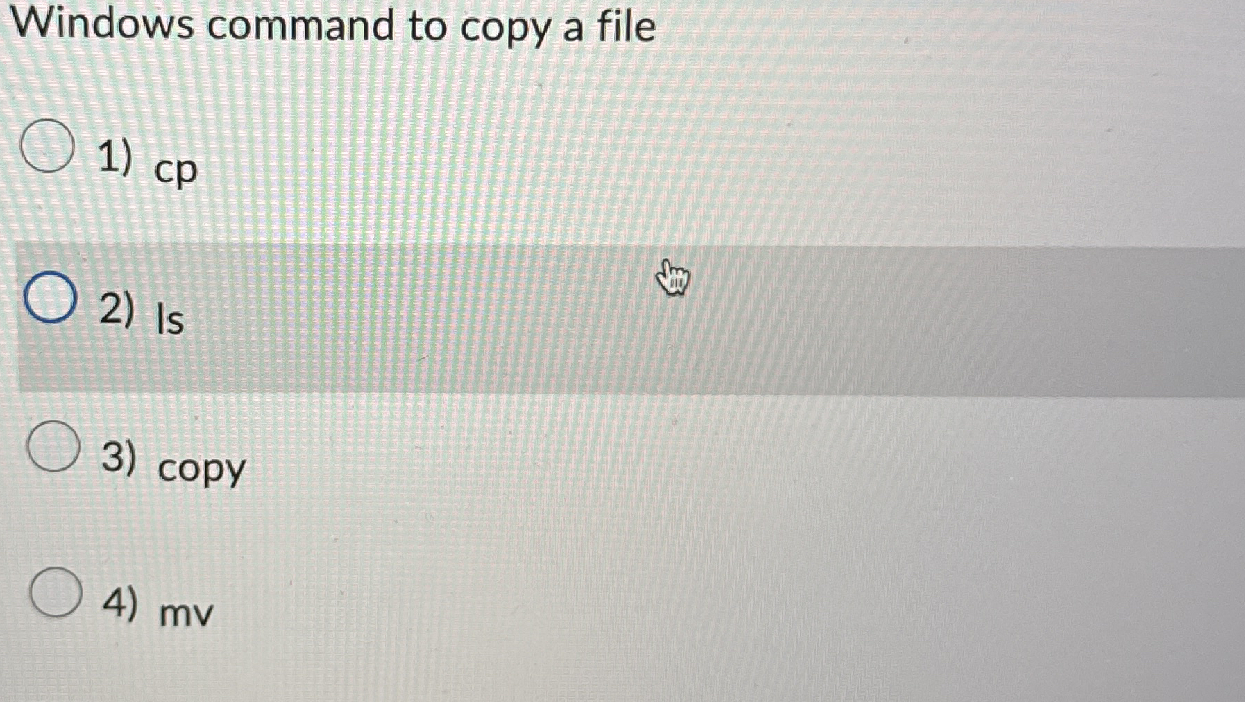 Windows command to copy a file cp Is copy mv