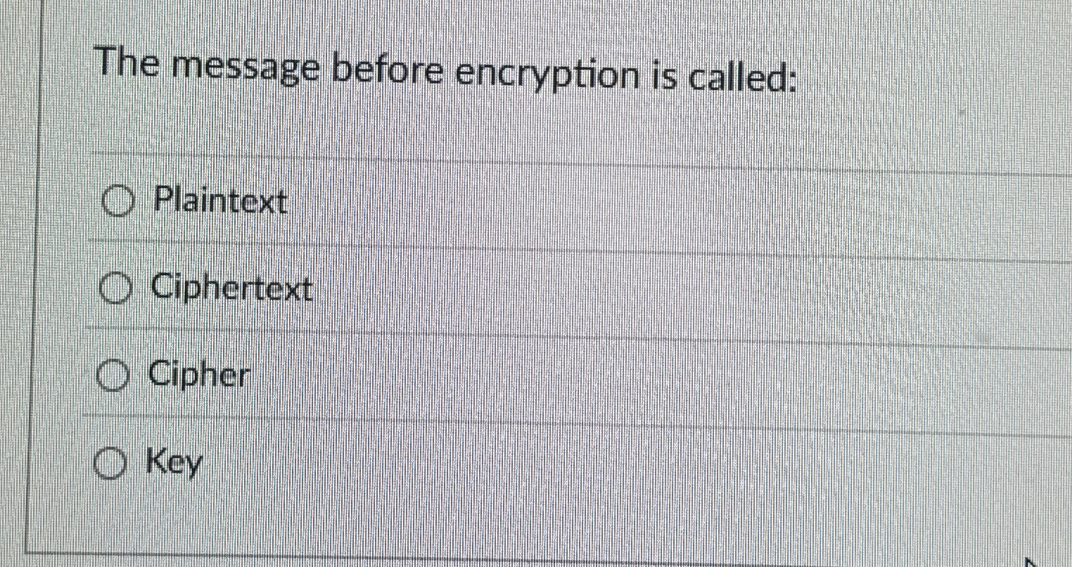 The message before encryption is called: