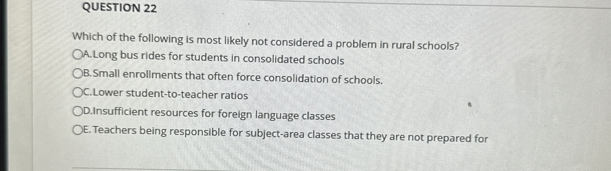 QUESTION 2 2 Which of the following is most