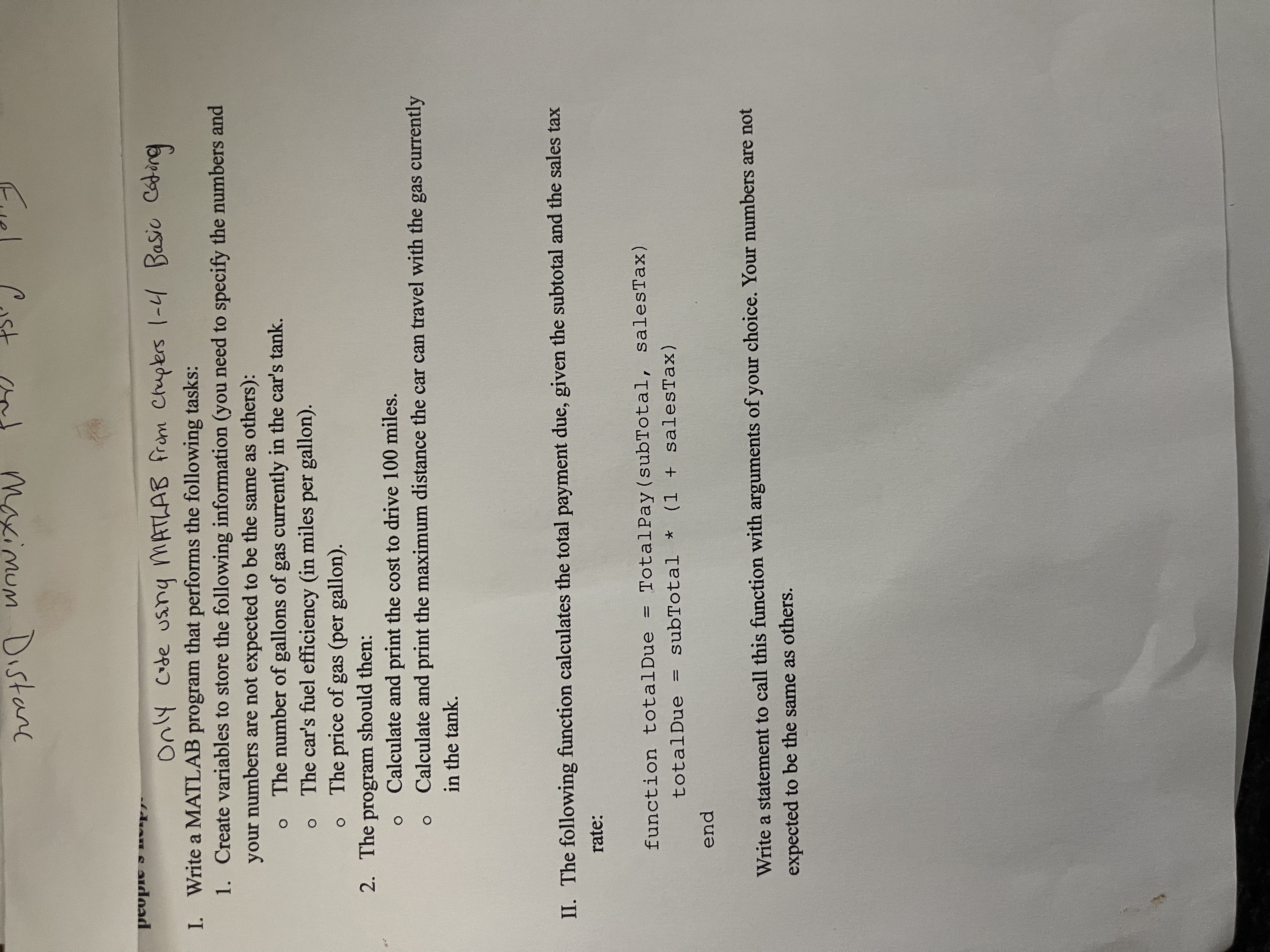 The finction needs to be simple only a few simple