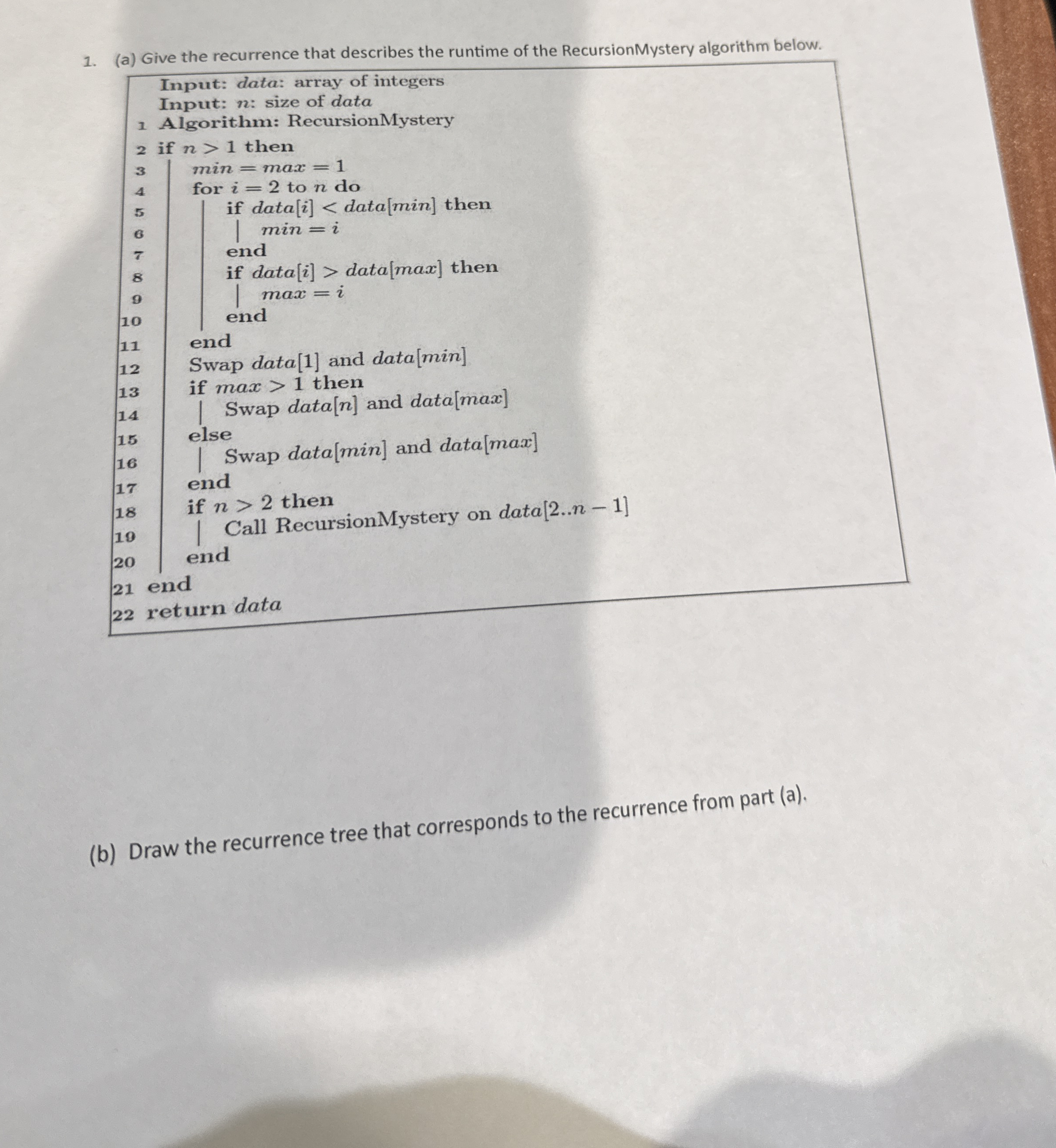 ( a ) Give the recurrence that describes the