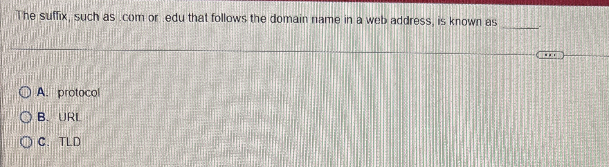 The suffix, such as com or edu that follows the