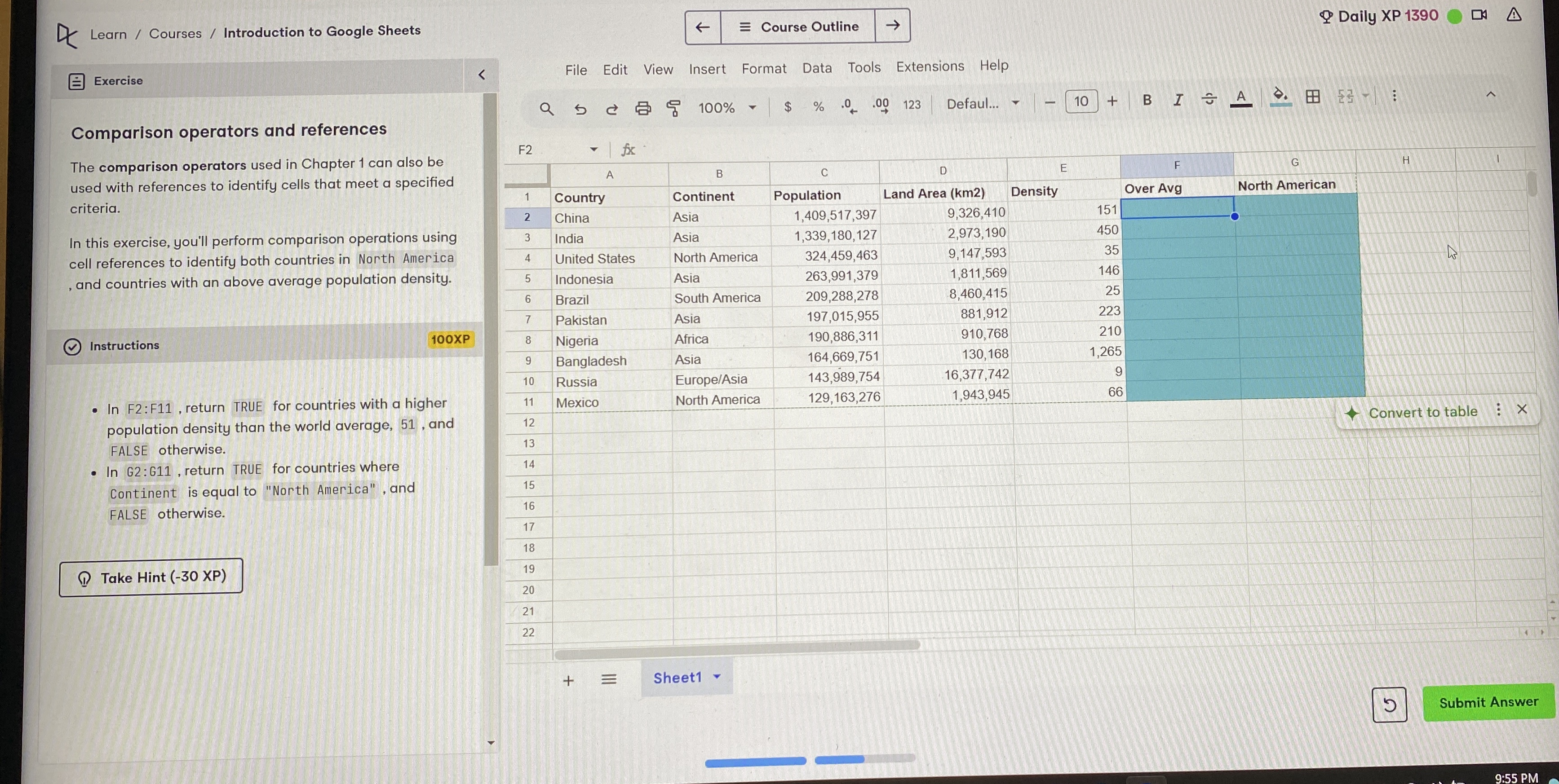 Learn / Courses / Introduction to Google Sheets