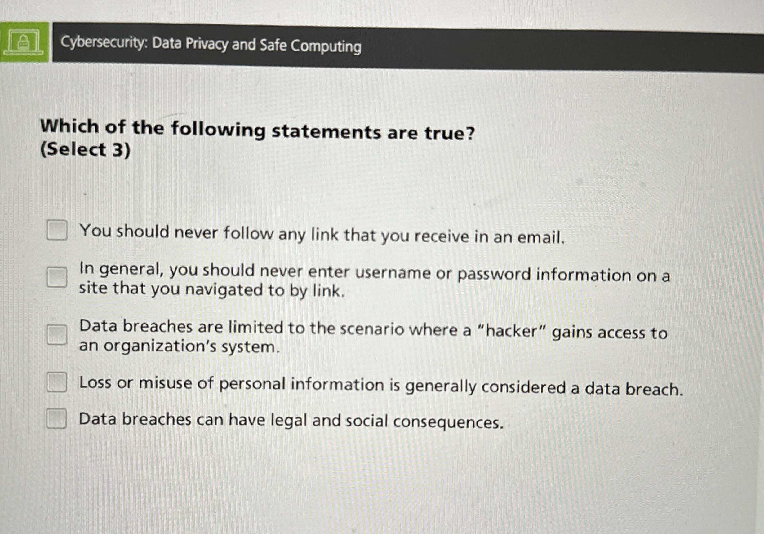 Which of the following statements are true? (