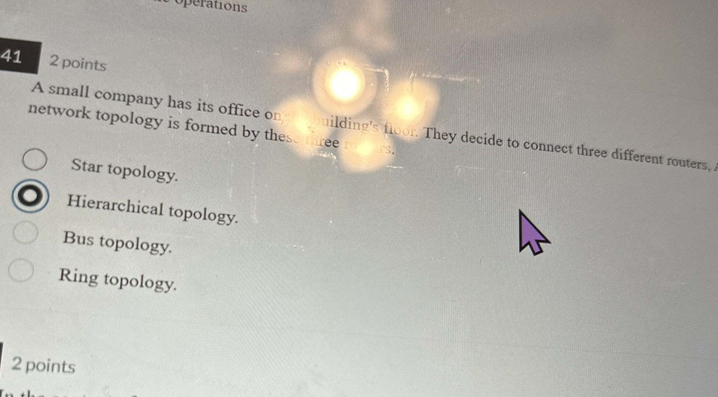 4 1 2 points A small company has its office on