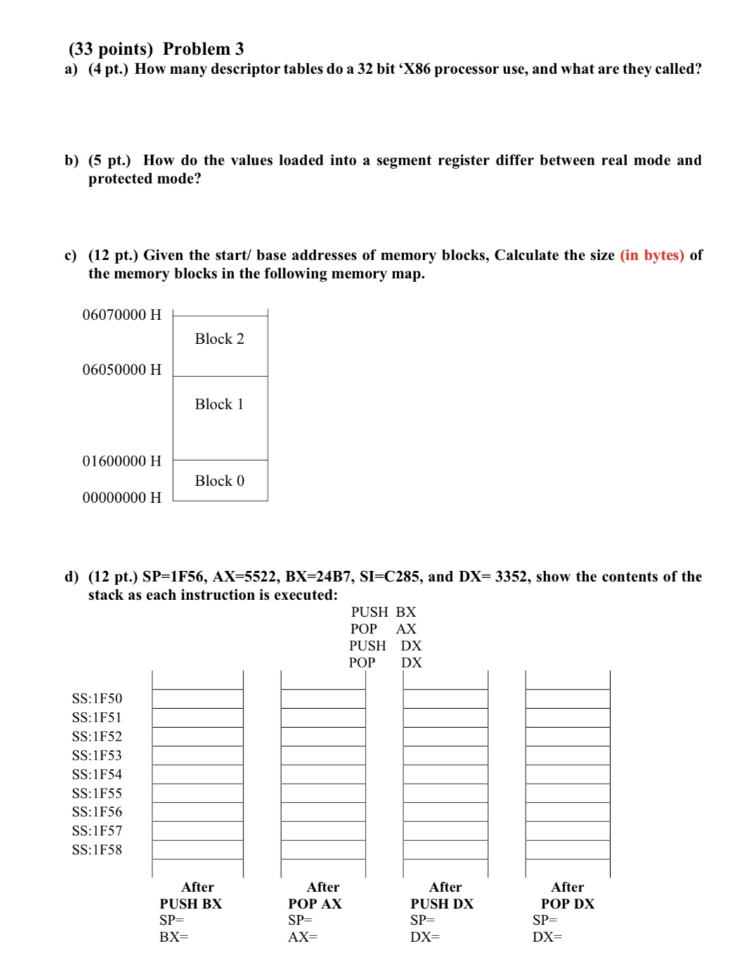 ( 3 3 points ) Problem 3 a ) ( 4 pt . ) How many