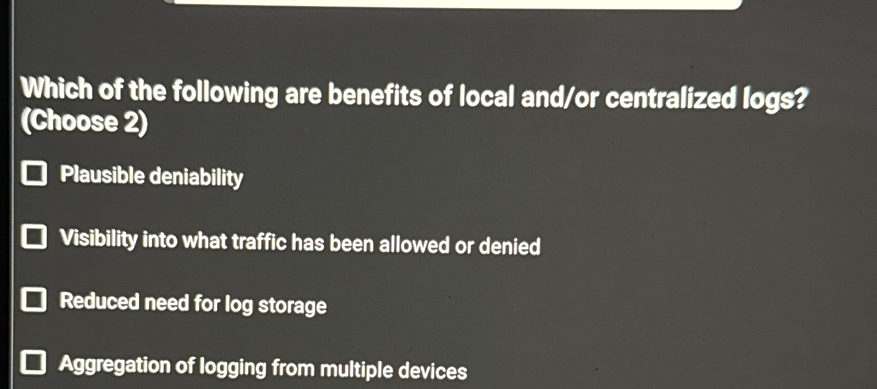 Which of the following are benefits of local and