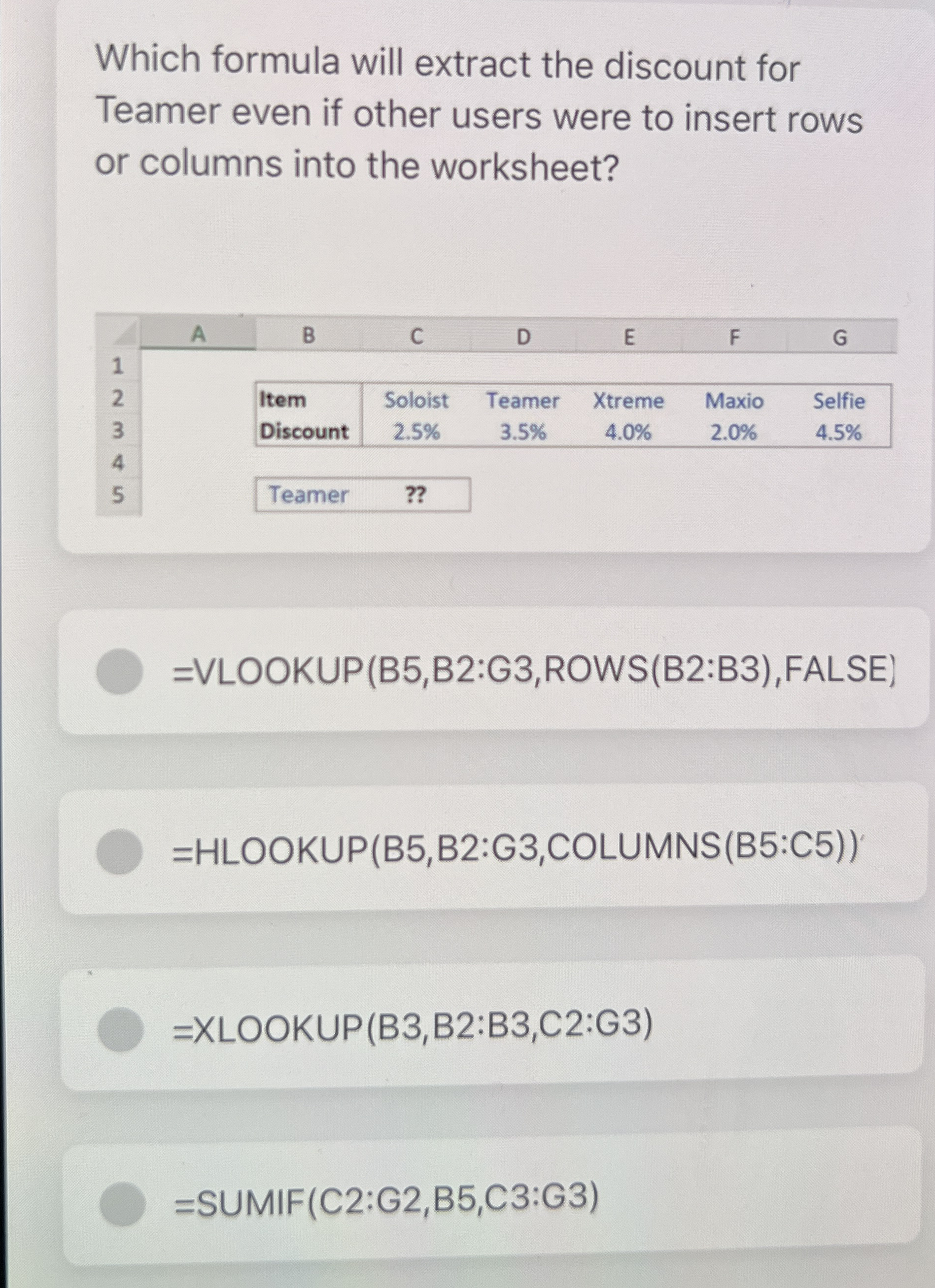 Which formula will extract the discount for