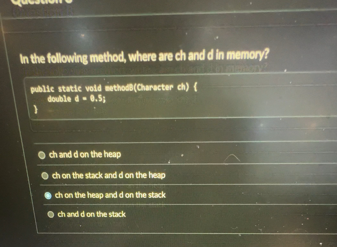 In the following method, where are ch and d in
