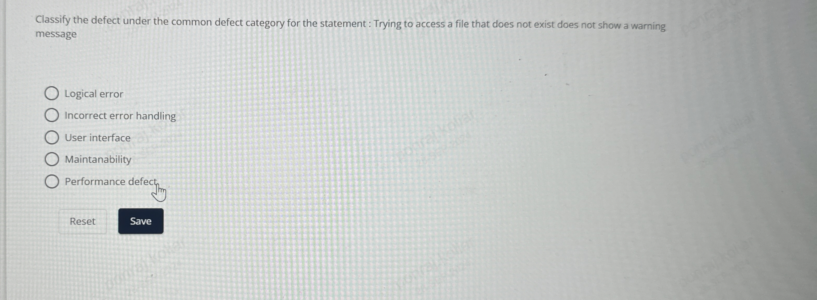 Classify the defect under the common defect