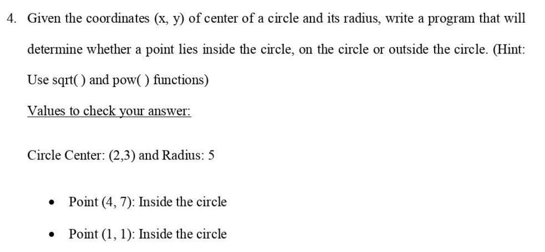 Given the coordinates ( x , y ) of center of a