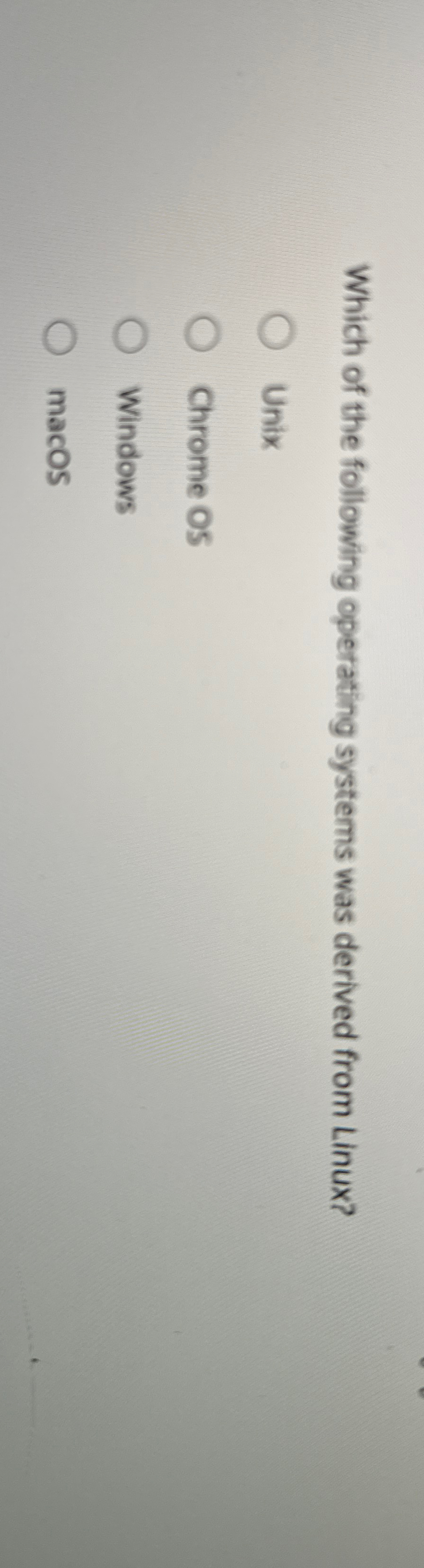 Which of the following operating systems was