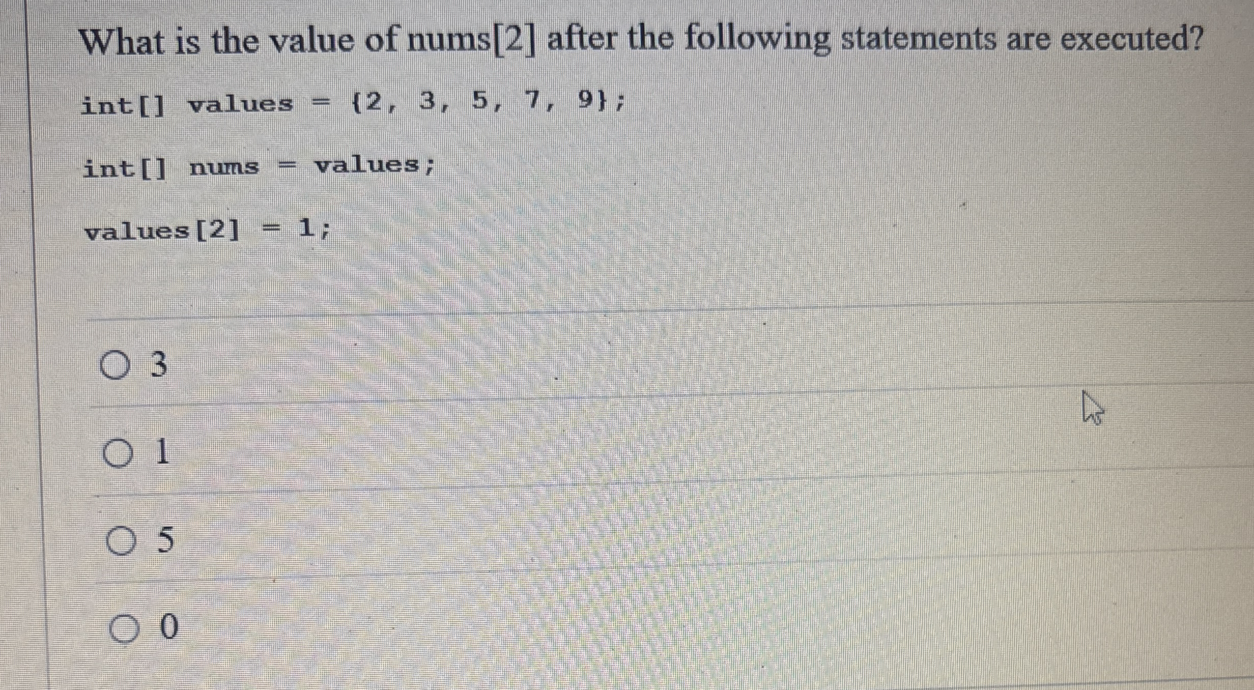What is the value of nums [ 2 ] after the