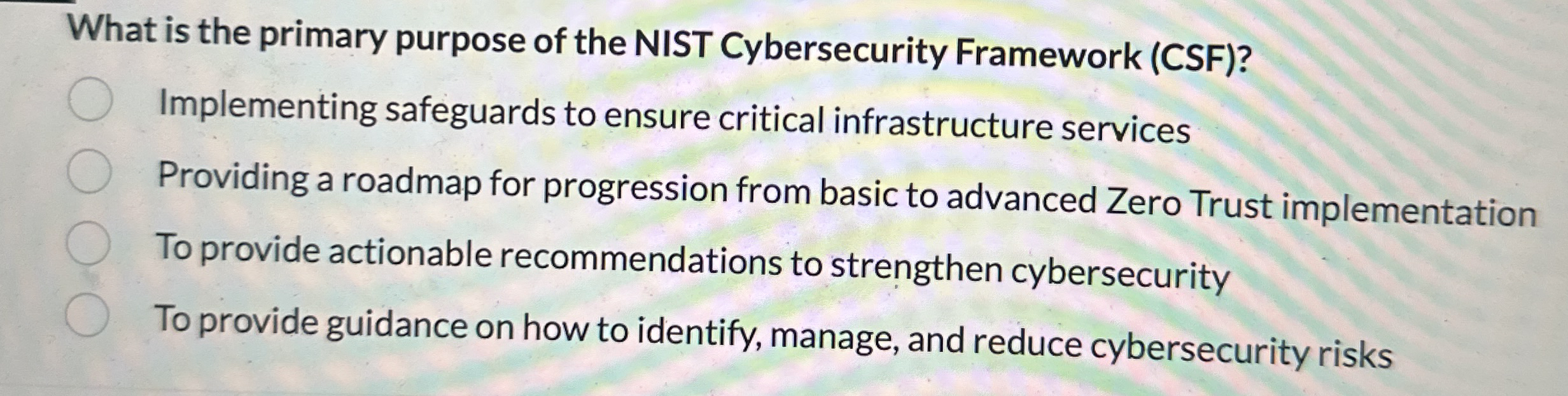 1 Multiple Choice 1 point Which of the following