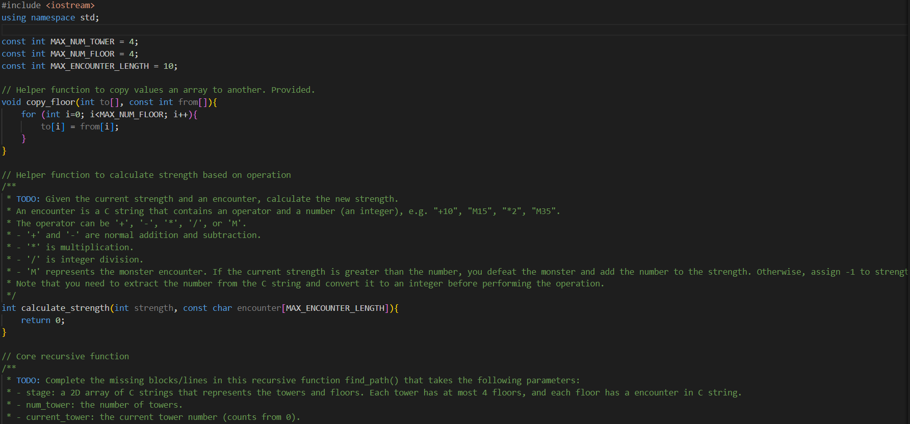I ' m completing a C + + program call function,
