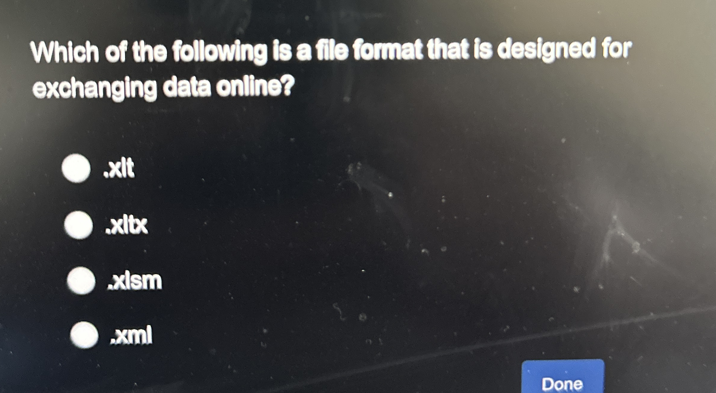 Which of the following is a file format that is