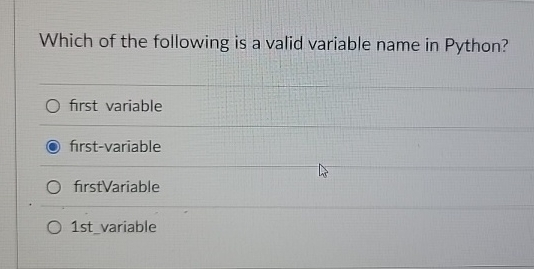 Which of the following is a valid variable name